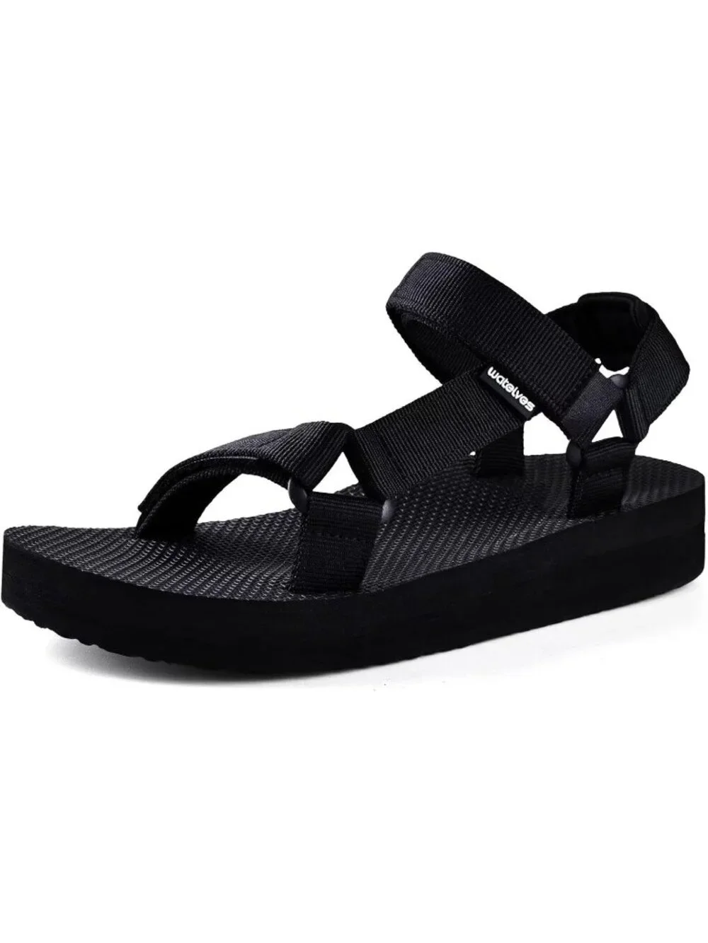 Women's Black Hiking Sandals with-Arch-Support Webbing-Outdoor Beach Water